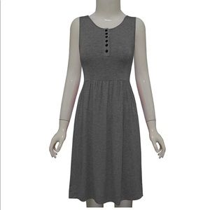 Womens Buttoned Sleeveless Knee Length Dress